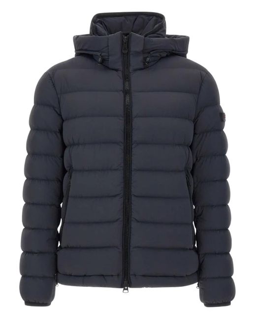 Peuterey Blue Drawstring-Hood Quilted Jacket for men
