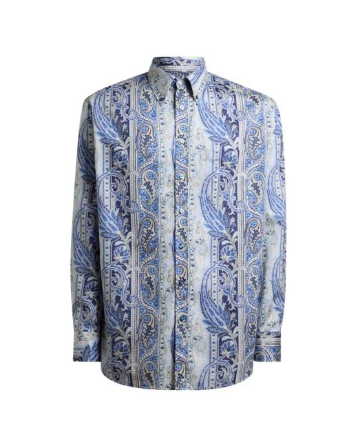 Etro Blue Paisley Printed Shirt for men