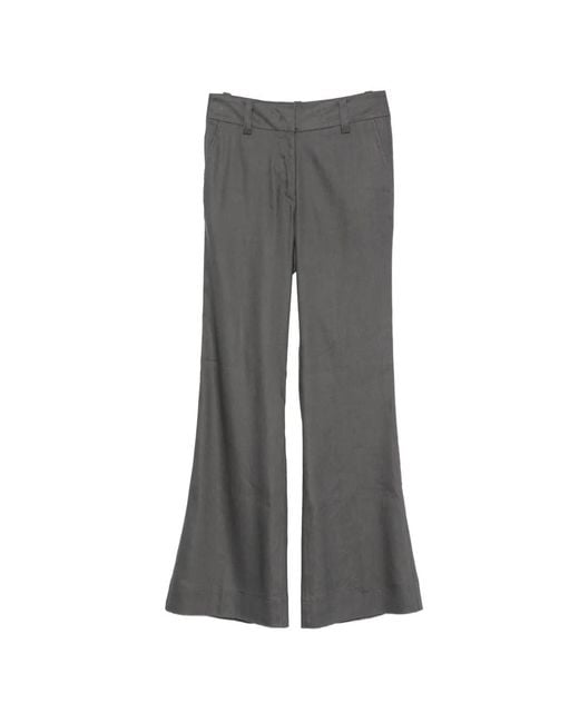 Marc O' Polo Gray Belt-Loop Flared Trousers