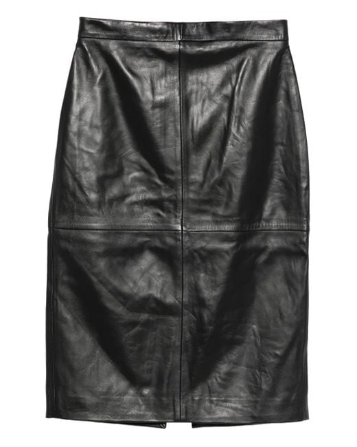 IRO Black Lambskin Panelled Skirt