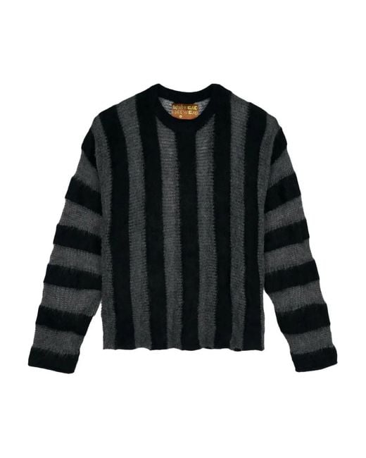 Brain Dead Black Fuzzy Threadbare Sweater for men