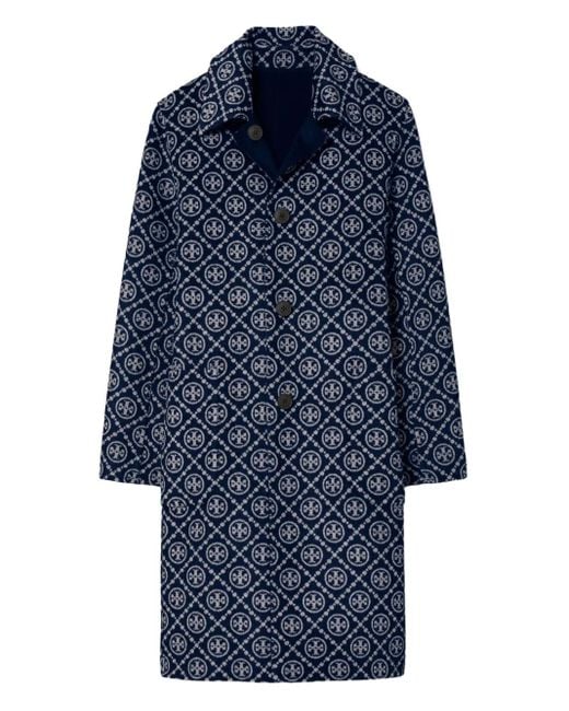 Abrigo con monograma en jacquard Tory Burch de color Blue
