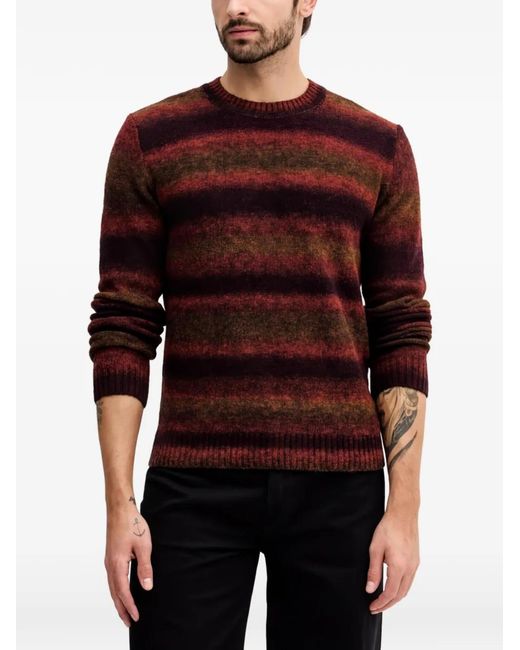 Benetton Red Striped Crew Neck Sweatshirt for men