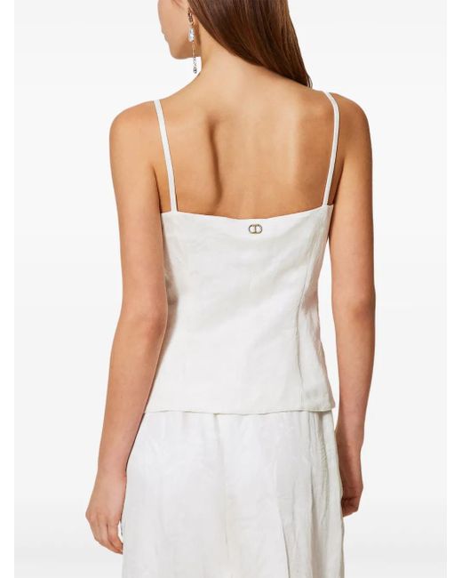 Twinset White Haut À Design Tressé