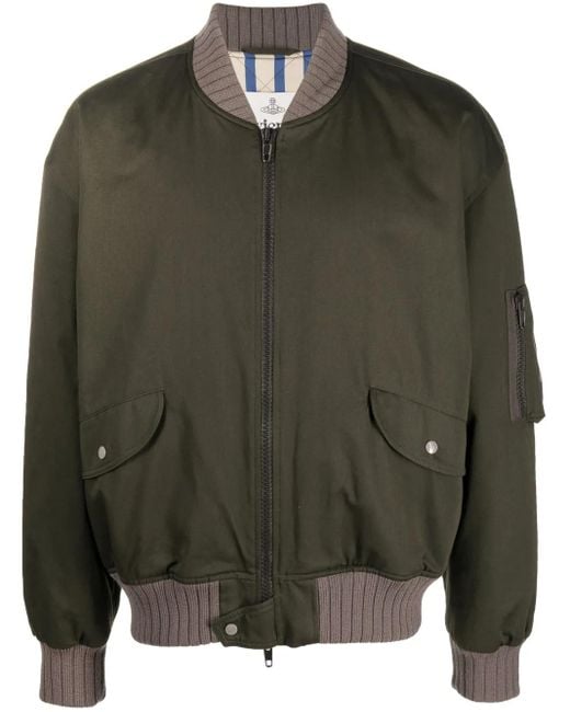 Vivienne Westwood Green Embroidered Bomber Jacket for men