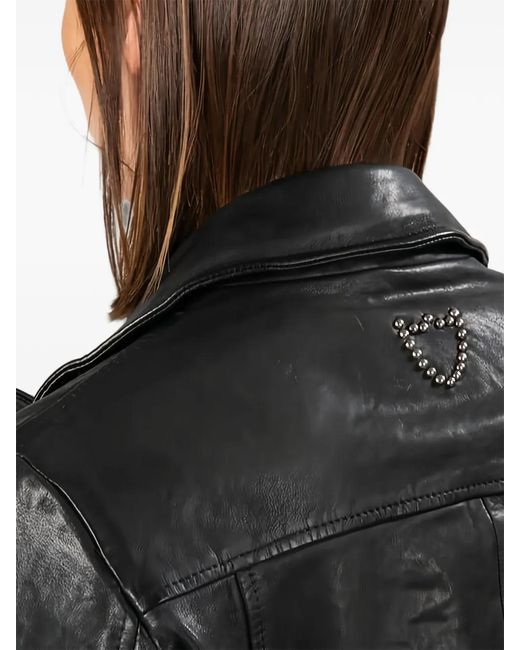 HTC Black Santa Ana Stud-Embellished Leather Jacket
