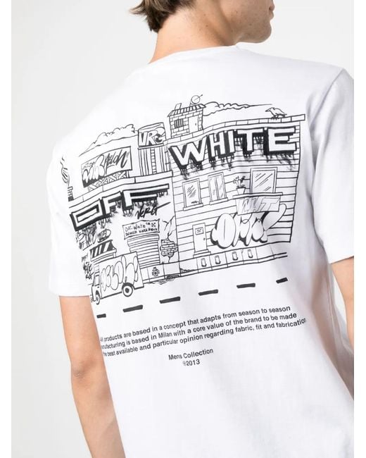 Off-White c/o Virgil Abloh Off-white Graffiti Zine Print Slim T-shirt White/black for men