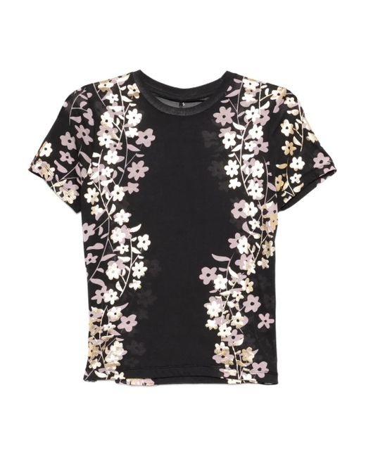 Camiseta con estampado brillante Cynthia Rowley de color Black