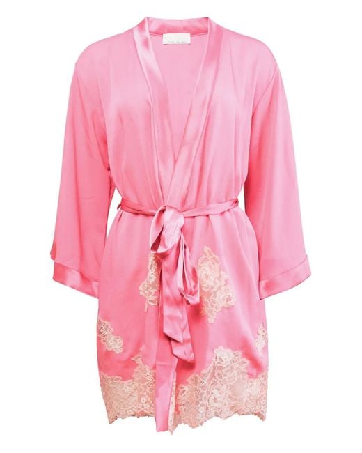 Fleur du Mal Pink Juliet Lace Belted Robe