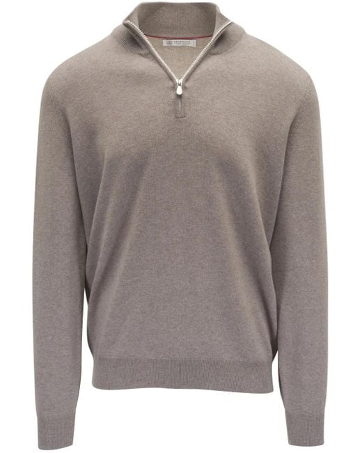Brunello Cucinelli Klassischer Kaschmirpullover in Gray für Herren