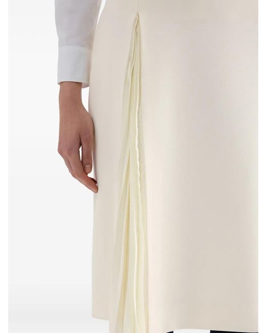 Jil Sander White Pleated Asymmetric Midi Skirt