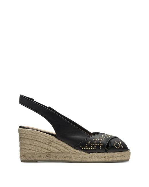 Castaner Black Diana Studs Leather Espadrilles