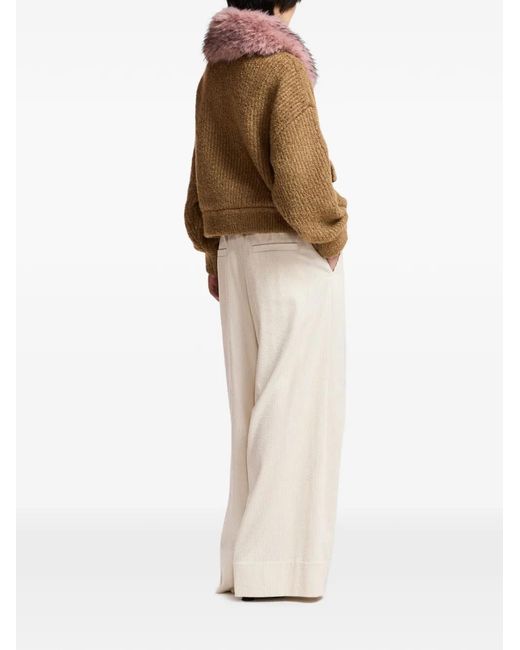 Essentiel Antwerp White Kitch Corduroy Wide-Leg Trousers
