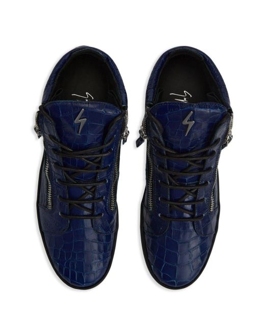Giuseppe Zanotti Kriss Sneakers Met Krokodillen-reliëf in het Blue voor heren