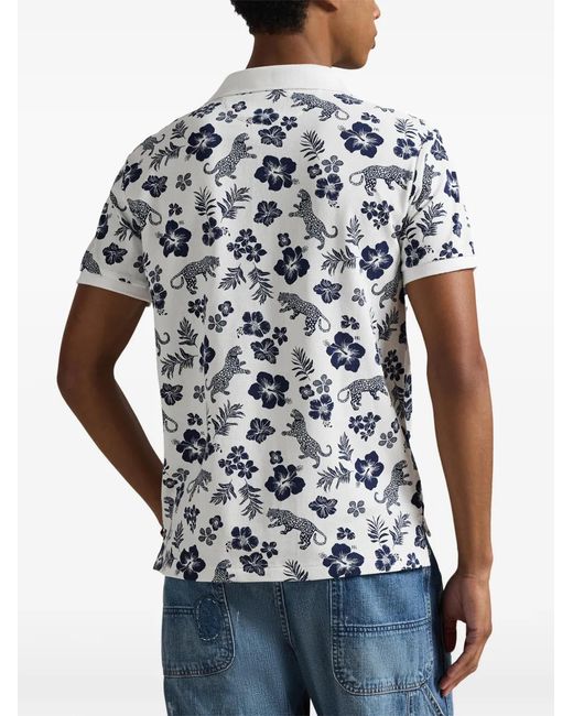 Polo Ralph Lauren White Tropical-Print Polo Shirt for men