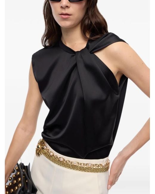 Pinko Black Sleeveless Satin Blouse