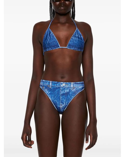 Balenciaga Blue Trompe L'Oeil Bikini Im Jeans-Look