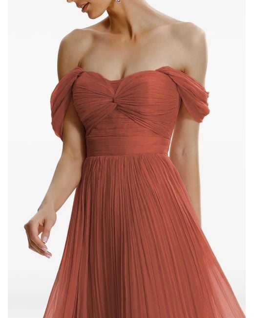 Framboise Red Kaly Off-The-Shoulder Midi Dress