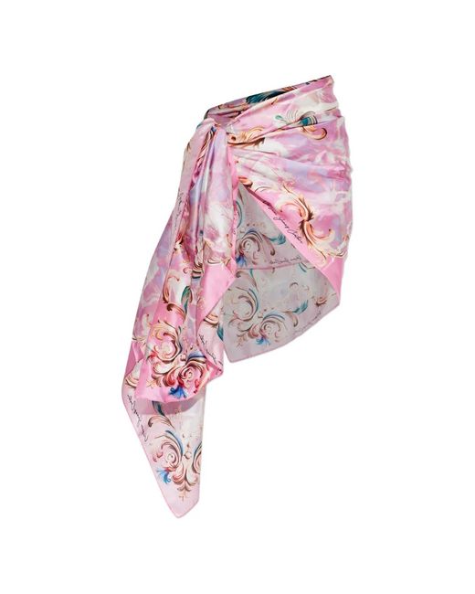 Versace Jeans Couture Pink Barocco-Print Sarong