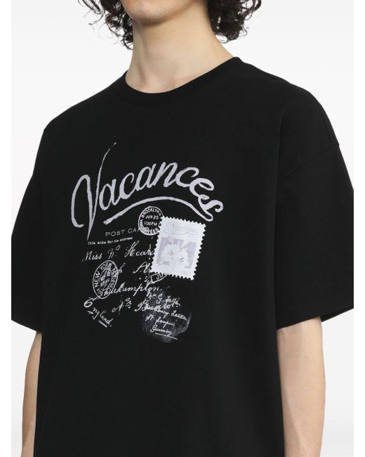 FIVE CM Black Vacances-print Cotton T-shirt for men