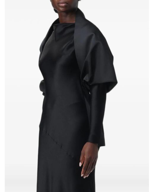 Alberta Ferretti Black Satin-Finish Stole Jacket