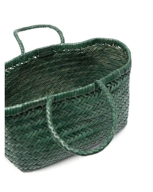 Dragon Diffusion Green Triple Jump Small Woven Leather Tote