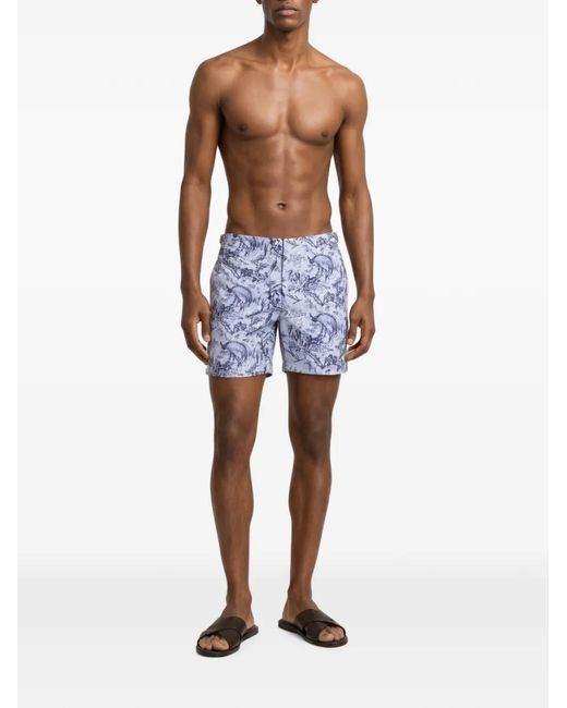 Orlebar Brown Blue Bulldog Zephra-Print Swim Shorts for men