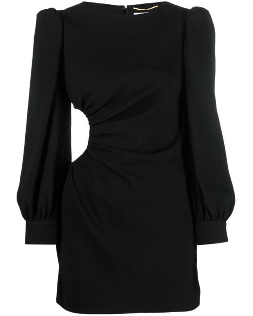 Saint Laurent Silk Cut-out Draped Dress in Black - Lyst