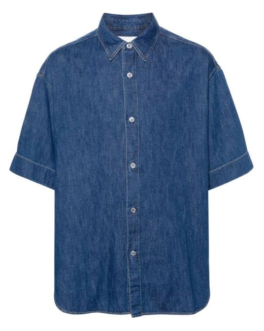 Camisa vaquera de manga corta Studio Nicholson de hombre de color Blue