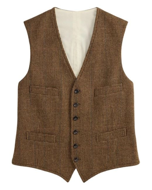 Polo Ralph Lauren Brown Houndstooth-Pattern Waistcoat for men