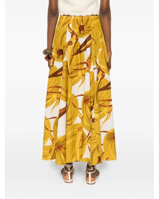 CONNOR & BLAKE Yellow Gioia Abstract-Pattern Maxi Skirt