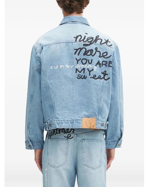Sky High Farm Blue Buttoned Print Denim Jacket for men