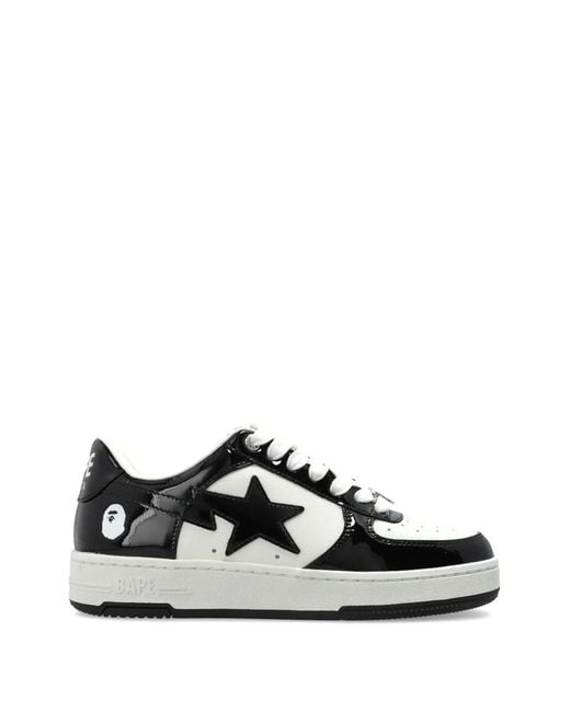 A Bathing Ape White Bape Sta Patent Leather Sneakers