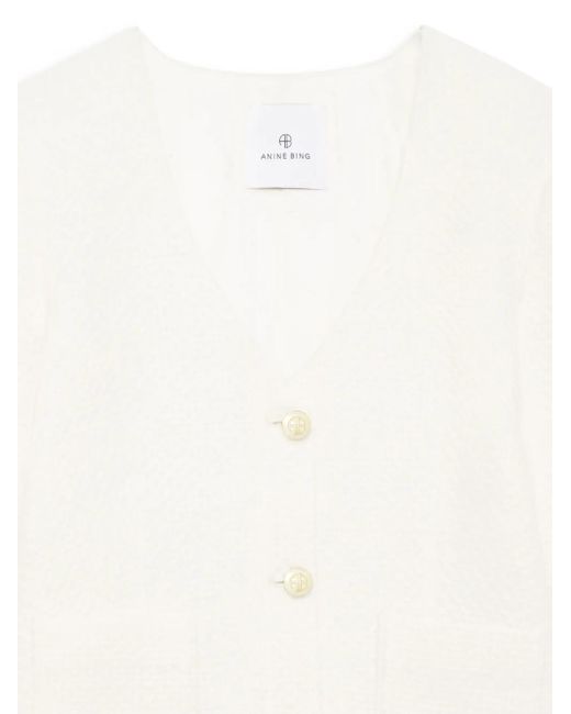 Anine Bing White Anitta V-Neck Cardigan
