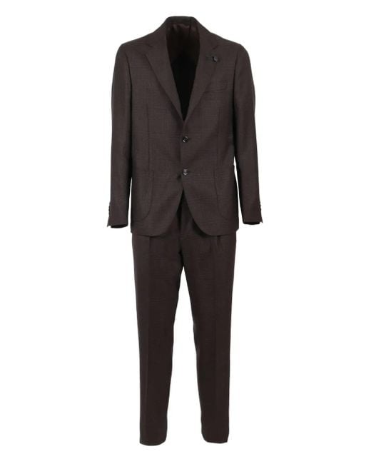 Lardini Black Checked Single-Breasted Suit for men