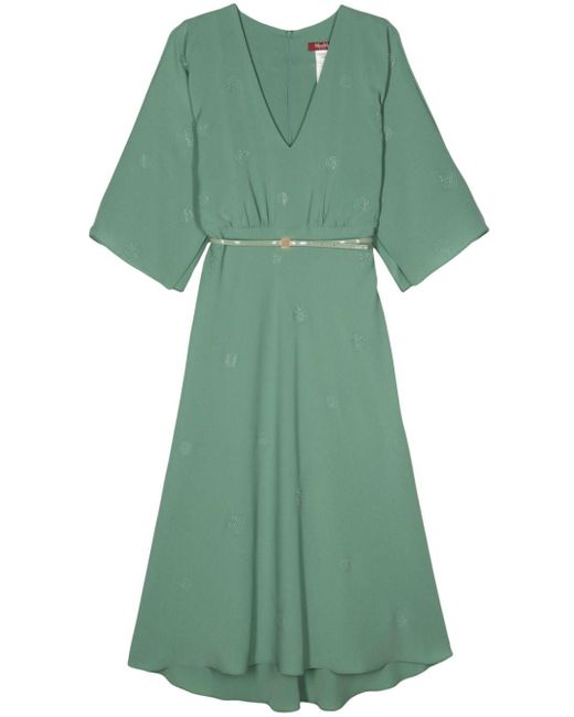 Max Mara Green Rhinestone-embellished Dress