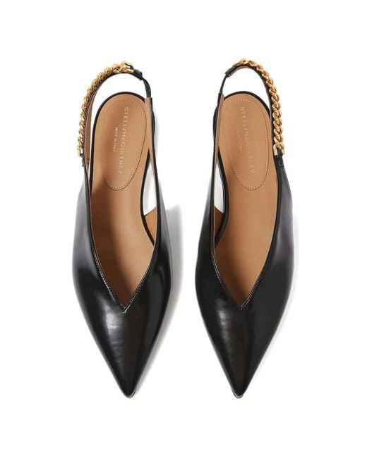Stella McCartney White Slingback-Strap Point-Toe Flat Pumps