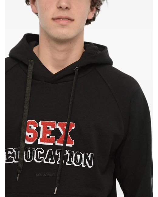Neil Barrett Black Embroidered Hoodie for men