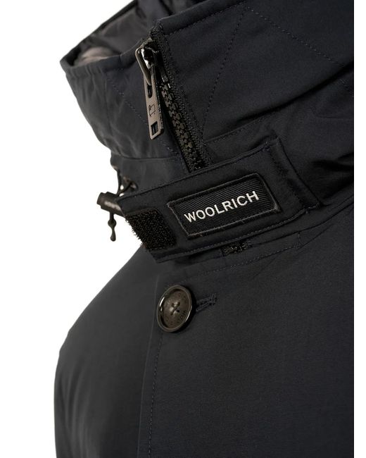 Woolrich Black Buttoned Hooded Jacket for men