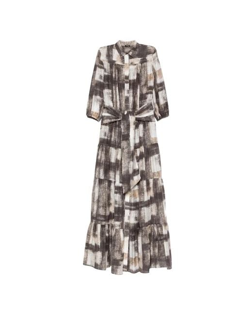 Kiton White Tie-Waist Tiered Maxi Dress