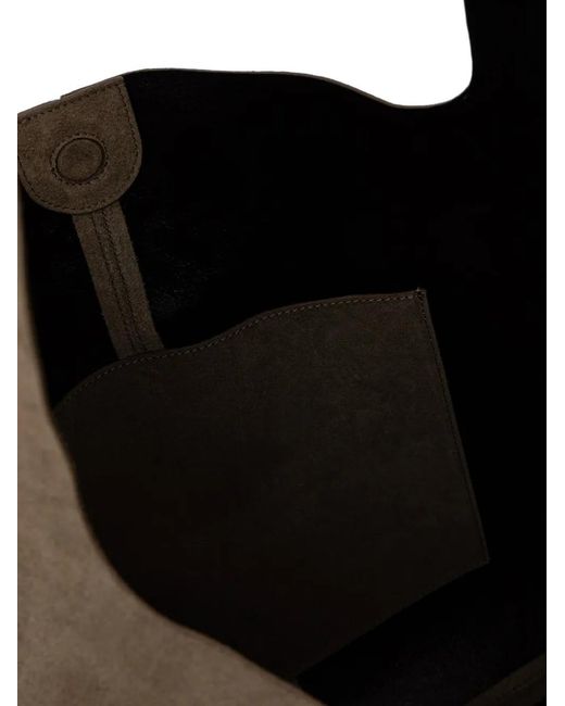 Patrizia Pepe Brown Suede Logo-Embossed Tote Bag