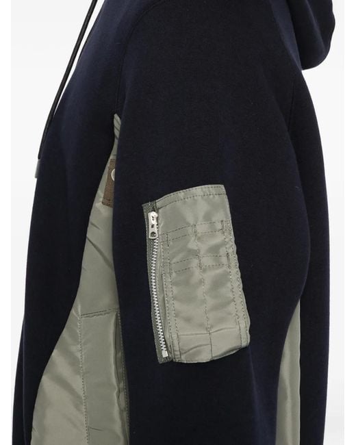 Sacai Black Drawstring Hood Bomber Jacket for men