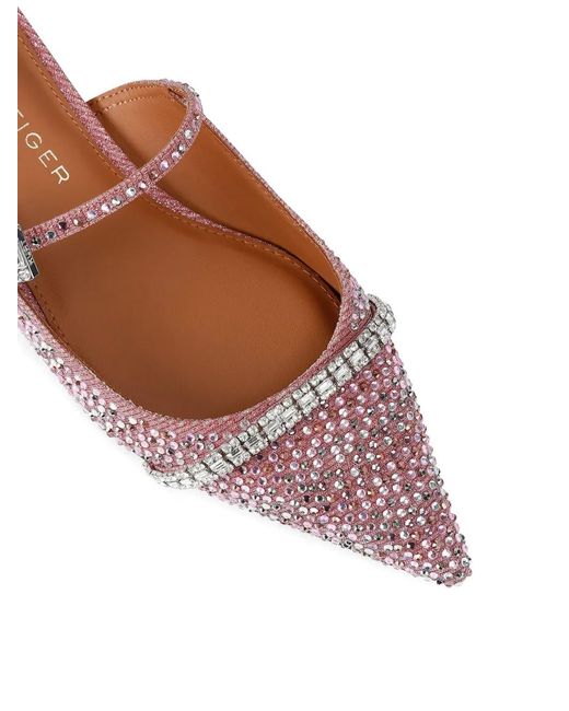 Kurt Geiger Pink Crystal Buckle Flat Mules