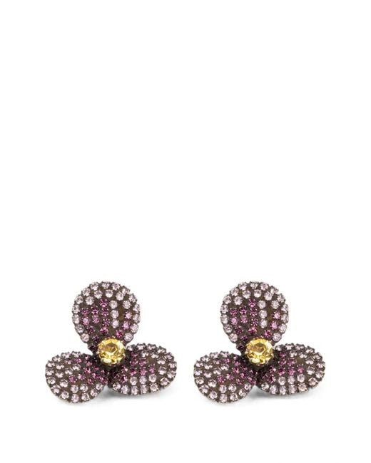 Jennifer Behr White Isabelle Crystal-Embellished Flower Earrings