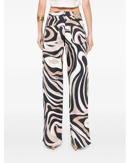 Pantalones rectos con estampado Marmo Emilio Pucci de color White