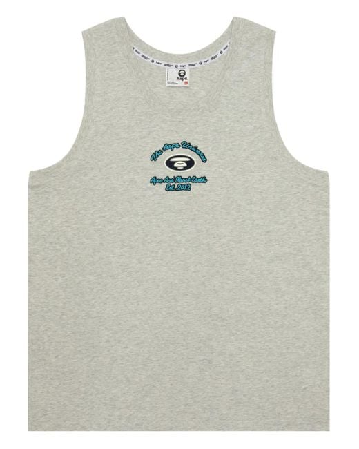 Aape By A Bathing Ape Gray Logo-Embroidered Tank Top for men