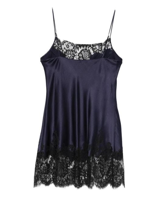 Carine Gilson Blue Lace-Detail Slip
