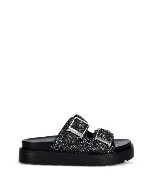 Buffalo Black Raya Ari Glam Glitter-Embellished Sandals