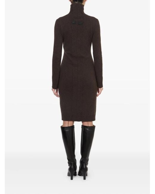 MM6 by Maison Margiela Brown Midikleid Mit Stehkragen