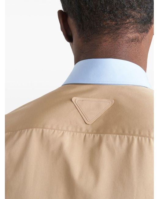 Chemise en coton à manches longues Prada pour homme en coloris Natural